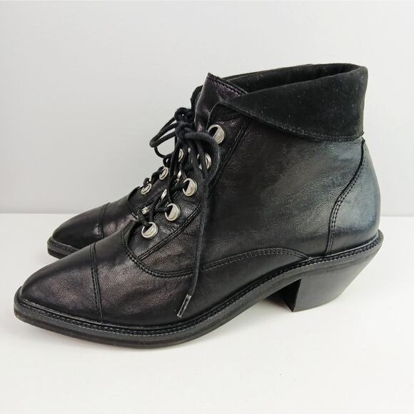 Kelsi Dagger SZ 8 Geuine Leather Black Lace-Up-Ankle Booties - Picture 5 of 9